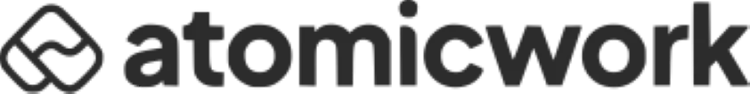 Atomicwork company logo with stylized symbol and lowercase letters.